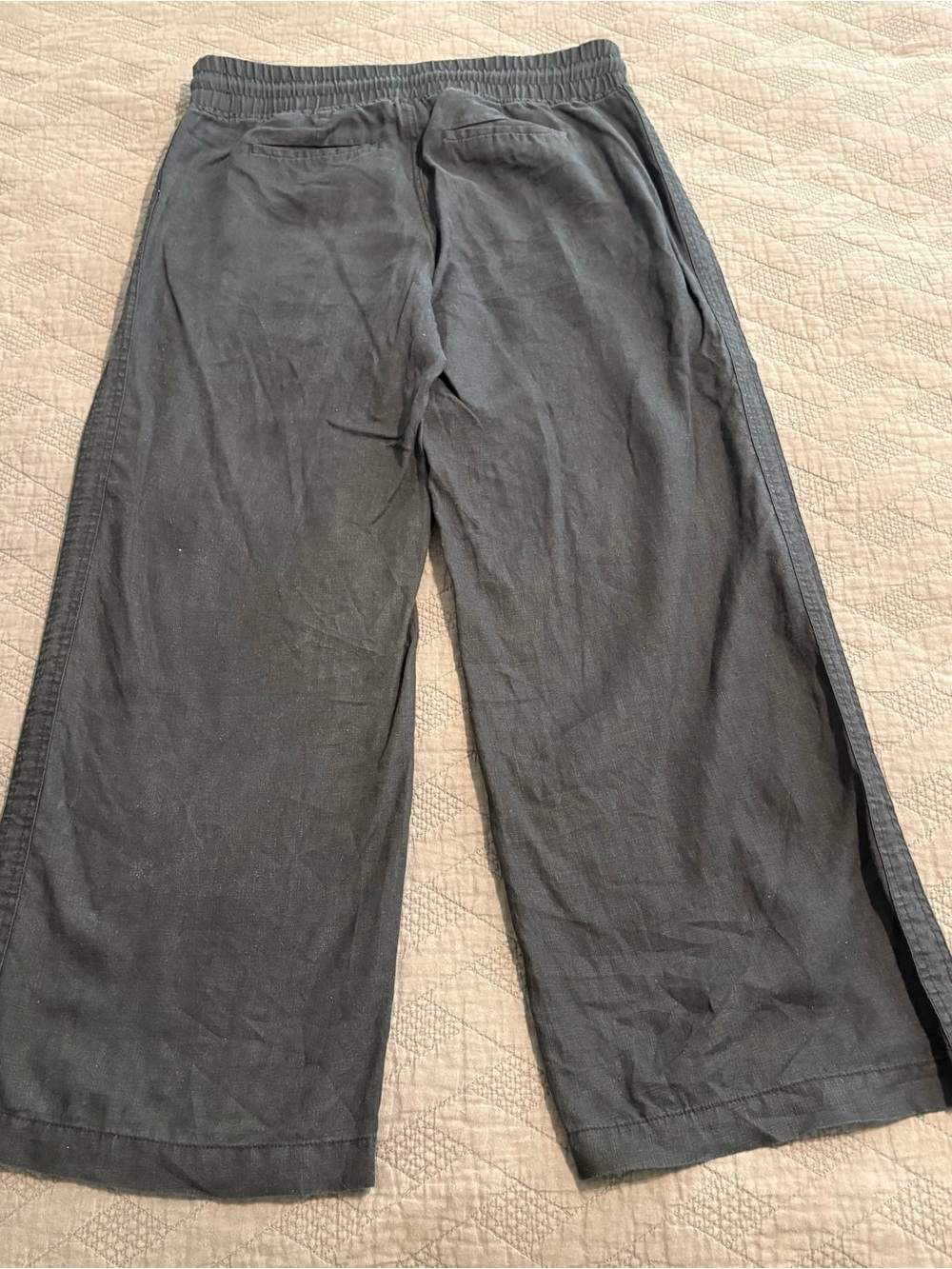 Athleta Wide-Leg Linen Drawstring Pants in Black - Picture 4 of 5
